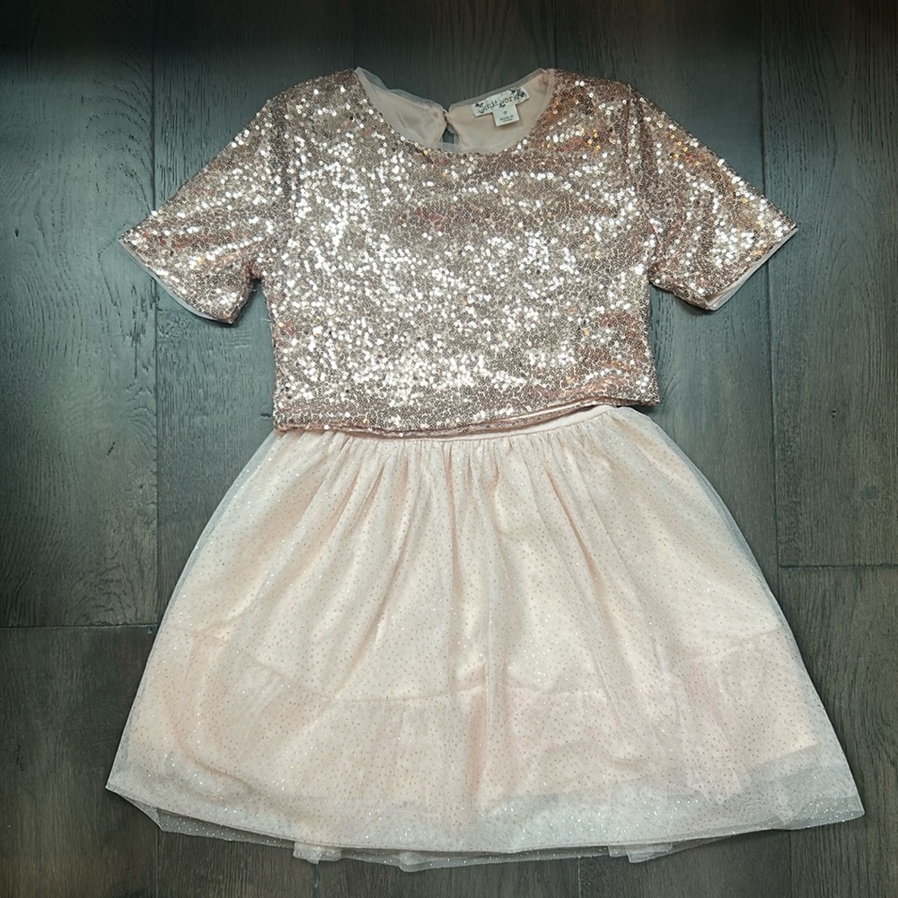 KNIT WORKS pink Girls 2 piece special occasion dress. EUC SIZE 7
